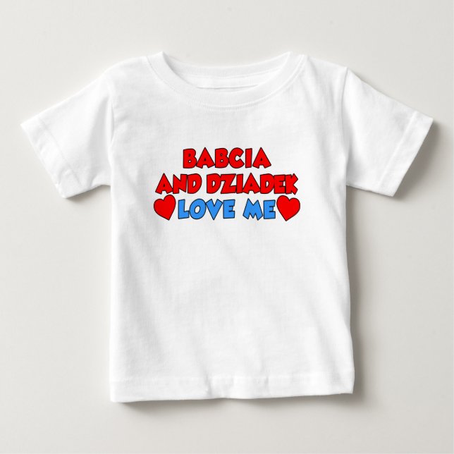 T-shirt Pour Bébé Babcia et Dziadek m'aiment (Devant)