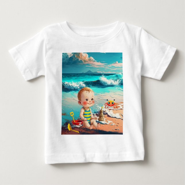 T-shirt Pour Bébé Baby Boy at the Beach (Devant)