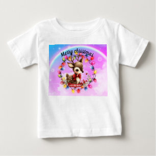 T-shirt Pour Bébé Baby Deer dans une couronne de lumières
