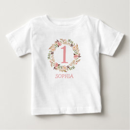 T-shirt Pour Bébé Baby Girl 1er anniversaire tenue florale