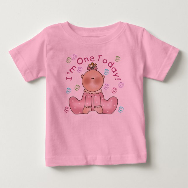 T-shirt Pour Bébé Baby Girl I'm One Today (Devant)