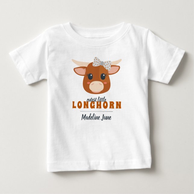 T-shirt Pour Bébé Baby Girl Longhorn brûlé orange (Devant)