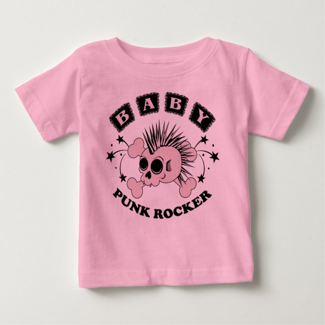T-shirt Pour Bébé Baby Girl Punk Crâne (Devant)