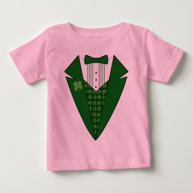 T-shirt Pour Bébé Baby Leprechaun Irish Tuxedo (Devant)