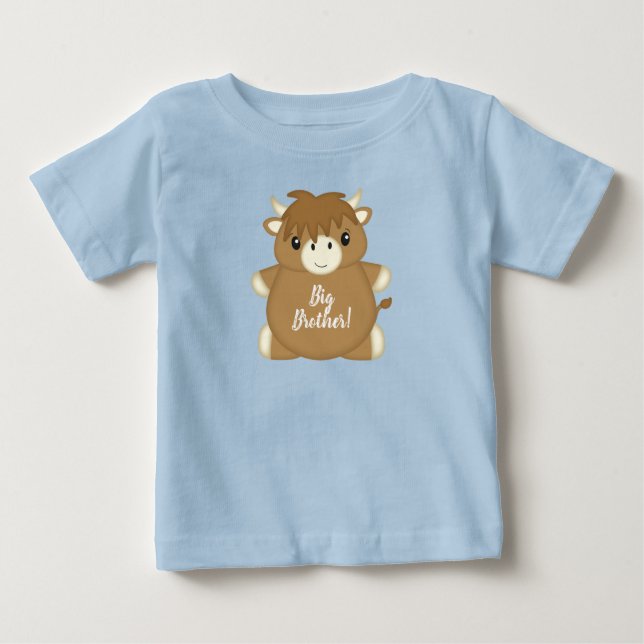 T-shirt Pour Bébé Baby shower écossais de vache Highland Blue (Devant)