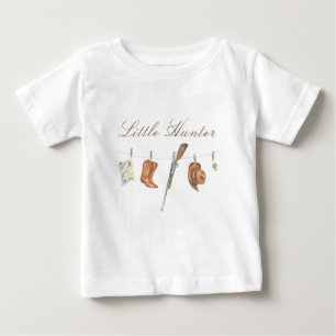 T-shirt Pour Bébé Baby Shower Little Hunter à l'aquarelle