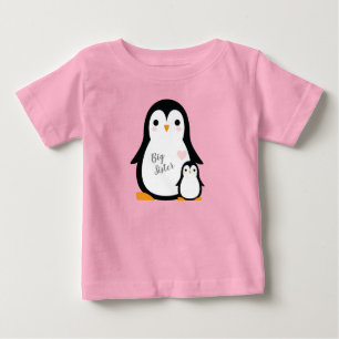 T-shirt Pour Bébé Baby shower Pingouin mignon fille rose
