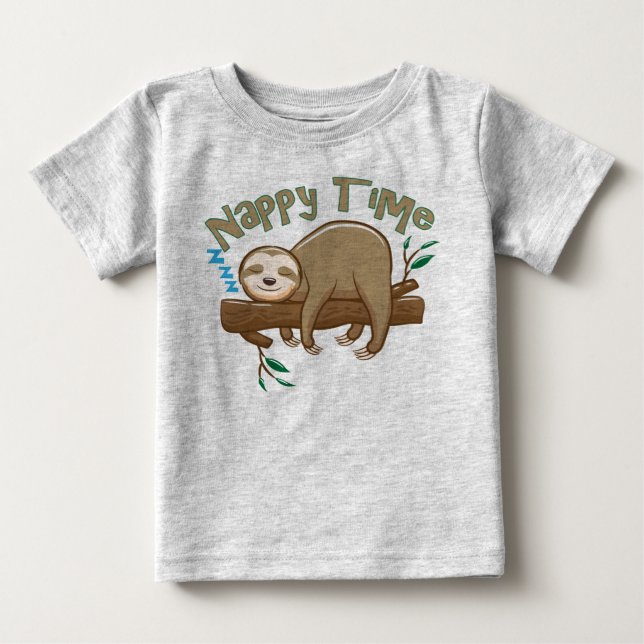 T-shirt Pour Bébé Baby Sloth Sleepy Time ! (Devant)