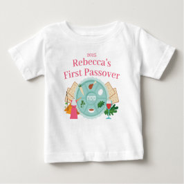 T-shirt Pour Bébé Babys First Passover Fille Nom et année