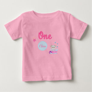 T-shirt Pour Bébé Bain de chiot personnalisé Anniversaire d'un an
