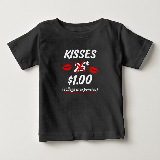 T-shirt Pour Bébé Baisers amusants Bébé Saint Valentin Chemise (Devant)