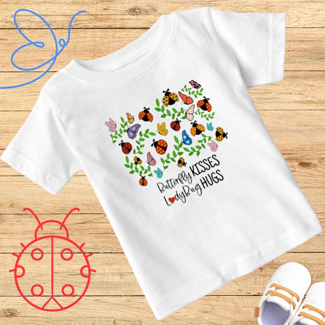 T-shirt Pour Bébé Baisers de papillon, câlins de coccinelle (Créateur téléchargé)