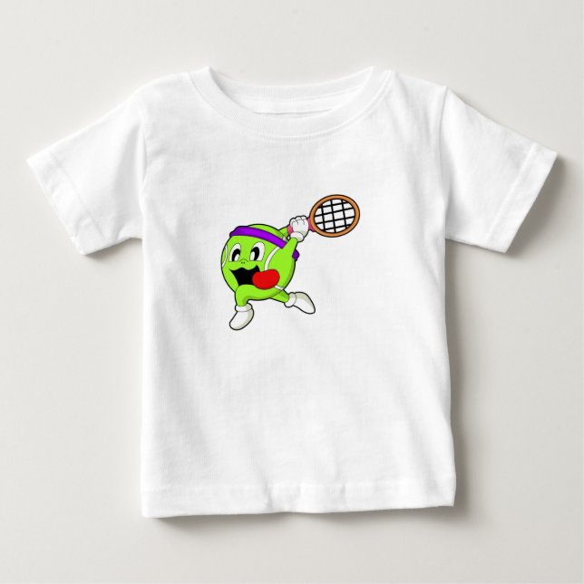 T-shirt Pour Bébé Bal de tennis avec raquette de tennis (Devant)