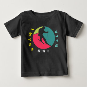 T-shirt Pour Bébé Balade, marche, ski, bébé fillette amusant ski béb