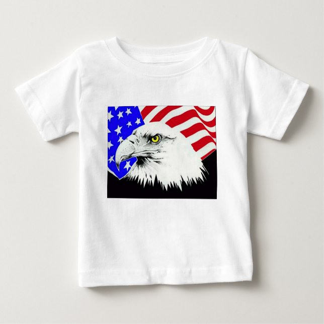 T-shirt Pour Bébé Bald Eagle et drapeau américain (Devant)