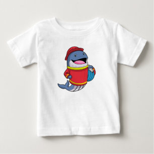 T-shirt Pour Bébé Baleine comme pompier avec tuyau
