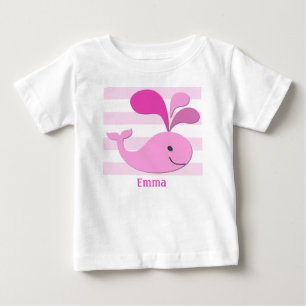 T-shirt Pour Bébé Baleine et chemise roses de rayures