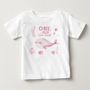 T-shirt Pour Bébé Baleine Rose Oneder la mer 1er anniversaire