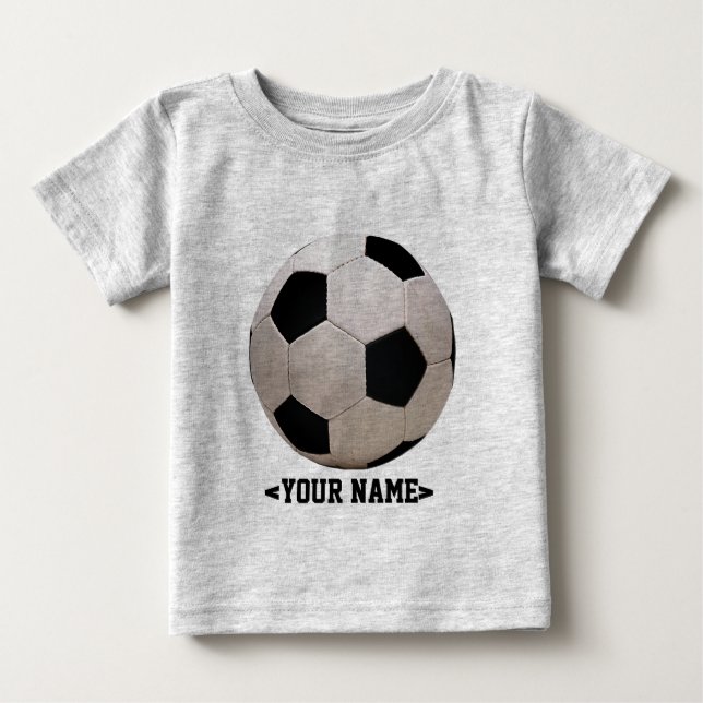 T-shirt Pour Bébé Balle de soccer blanche et noire (Devant)