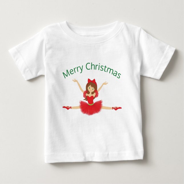 T-shirt Pour Bébé Ballerina Joyeux Noël | Ballet (Devant)