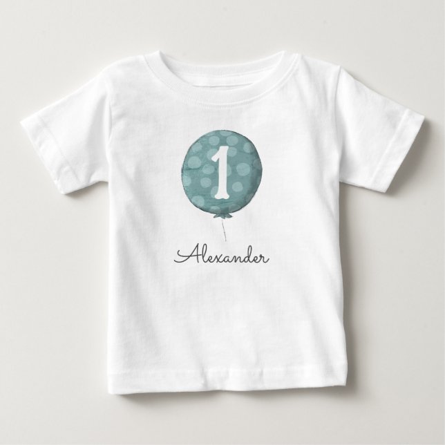 T-shirt Pour Bébé Ballon bébé garçon bleu mignon 1er anniversaire  (Devant)
