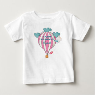 T-shirt Pour Bébé Ballons À Air Chaud Rose Avec Raccoon
