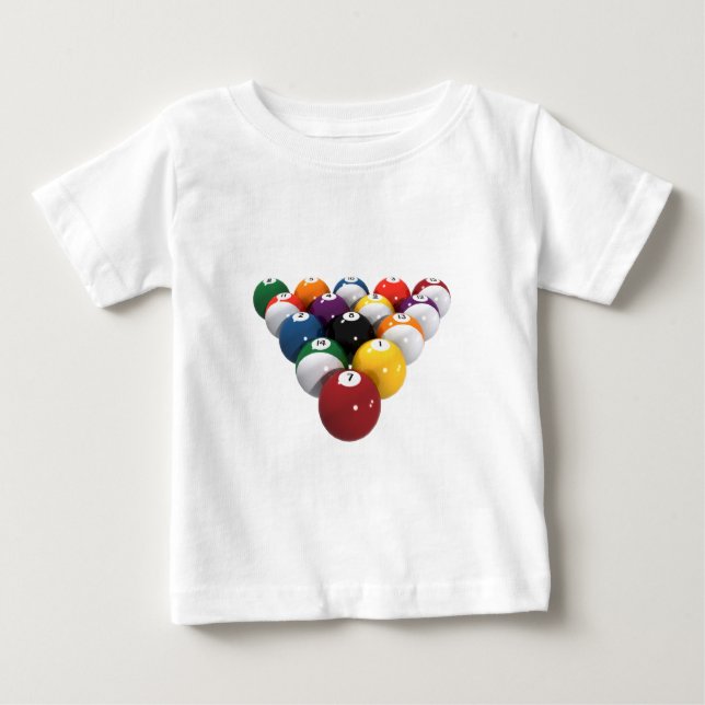 T-shirt Pour Bébé Ballons de piscine / Billard : Modèle 3D : (Devant)