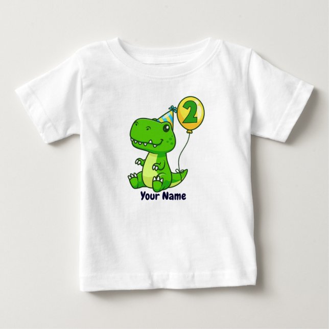 T-shirt Pour Bébé Ballons T-Rex 2e anniversaire (Devant)