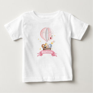 T-shirt Pour Bébé Ballotte à air chaud avec amis animaux Personnalis