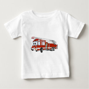 T-shirt Pour Bébé Bande dessinée de camion de pompiers de crochet et