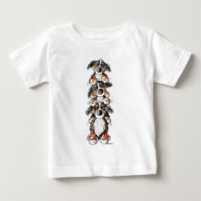 T-shirt Pour Bébé Bande dessinée de trois de Bernese chiens de (Devant)
