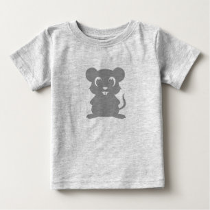 T-shirt Pour Bébé Bande dessinée grise mignonne de souris