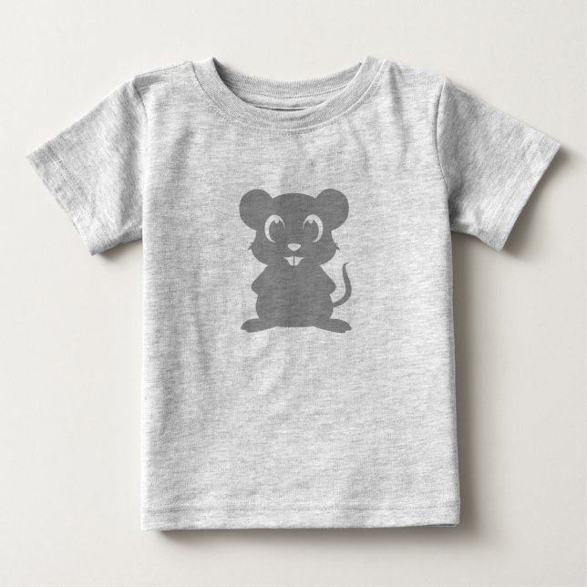 T-shirt Pour Bébé Bande dessinée grise mignonne de souris (Devant)