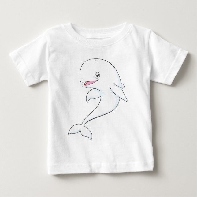 T-shirt Pour Bébé Bande dessinée heureuse de baleine de beluga (Devant)