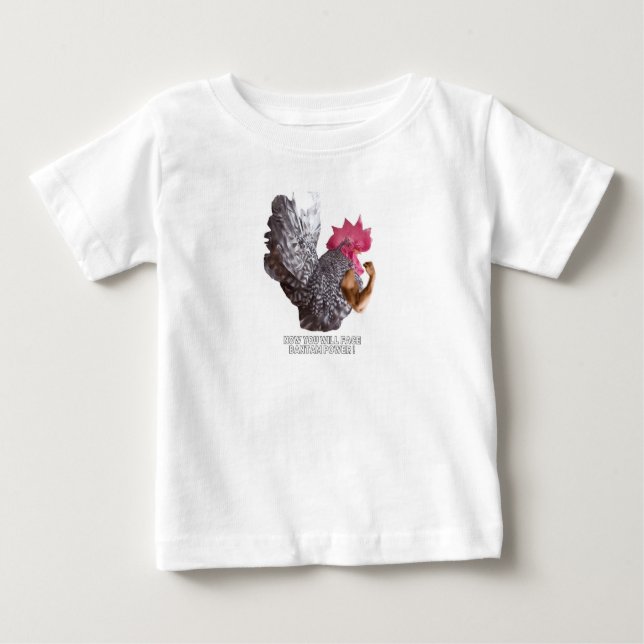 T-shirt Pour Bébé Bantam Power ! Chabo Rooster| Bantam Chicken Power (Devant)
