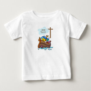 T-shirt Pour Bébé Baptême Arche du garçon Noah, mignons animaux Pers