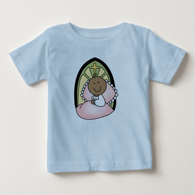 T-shirt Pour Bébé Baptême Fille Bébée Africaine Américaine (Devant)