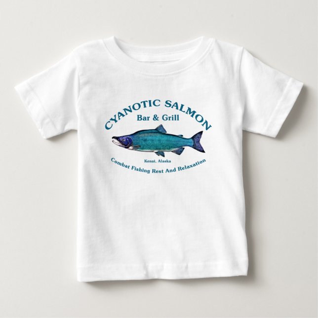T-shirt Pour Bébé Bar et Grill Saumon Cyanotique (Devant)