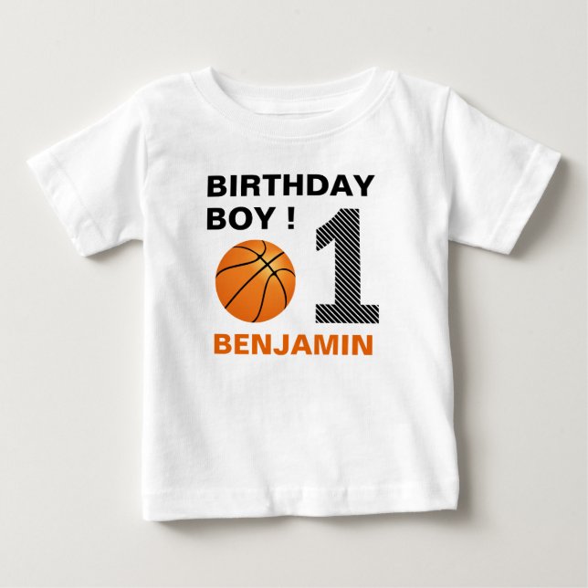 T-shirt Pour Bébé Basket-ball 1er anniversaire fête (Devant)