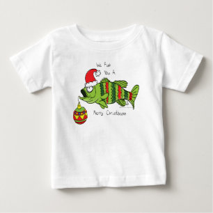T-shirt Pour Bébé Basse de Noël amusant Pêche Poisson Cute Cartoon