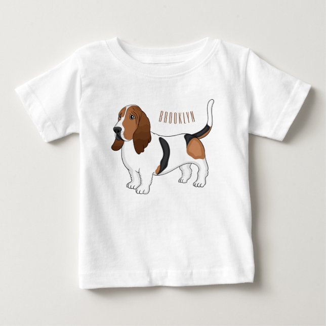 T-shirt Pour Bébé Basset hound dessin de chien (Devant)