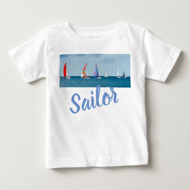 T-shirt Pour Bébé Bateau marin paisible nager Destin de plongée (Devant)