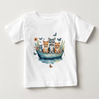 T-shirt Pour Bébé Bateau mignon avec animaux