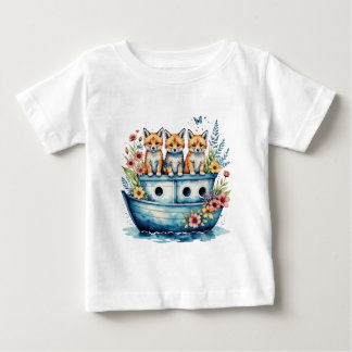 T-shirt Pour Bébé Bateau mignon avec animaux