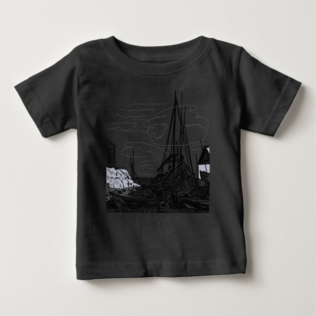 T-shirt Pour Bébé bateaux en mer (Devant)
