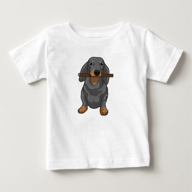 T-shirt Pour Bébé Bâton Dachshund (Devant)