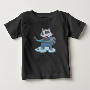 T-shirt Pour Bébé Bâton de hockey sur glace Raton laveur