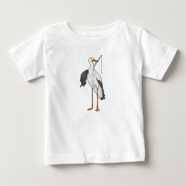 T-shirt Pour Bébé Batterie de pêche à la cigogne (Devant)