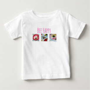 T-shirt Pour Bébé Be Happy Bee and Flowers Art Baby Tutu