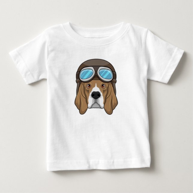 T-shirt Pour Bébé Beagle en tant que pilote avec casquette pilote (Devant)